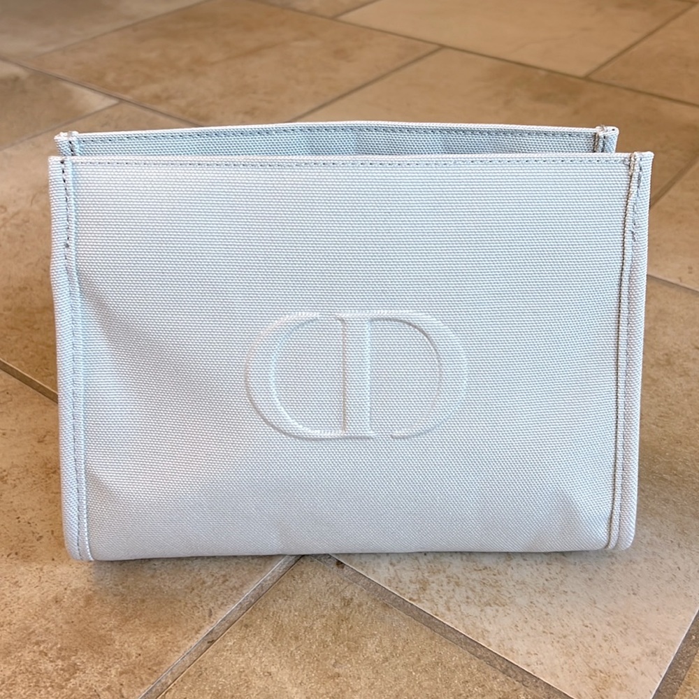 Gorgeous gray colored, canvas material, Dior makeup bag! NWOT